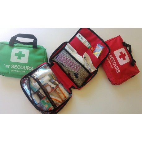 Trousse 1er Secours Tissu Rouge Pleine