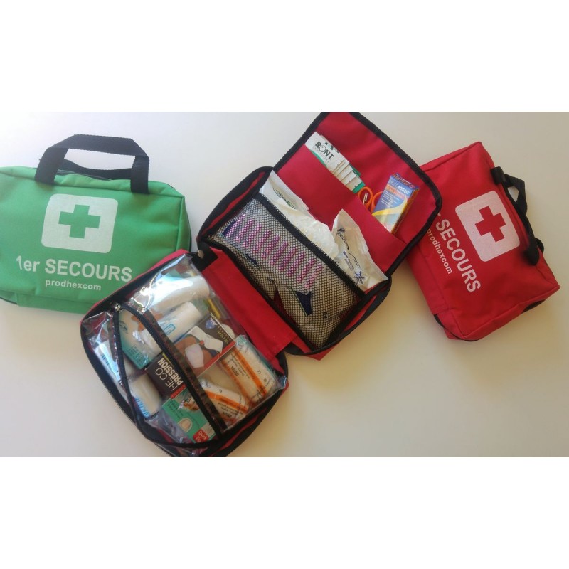 Trousse 1er Secours Tissu Rouge Pleine - Prodhex